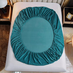 MILKY VELVET FITTED BEDSHEET - TEAL