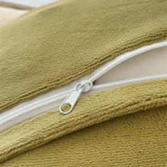 Reversible Velvet Duvet Cover - Offwhite & Apple Green