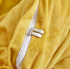 Reversible Velvet Duvet Cover - Mustard & Grey