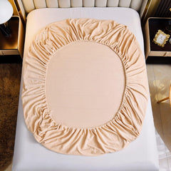 MILKY VELVET FITTED BEDSHEET - CHAMPAGNE