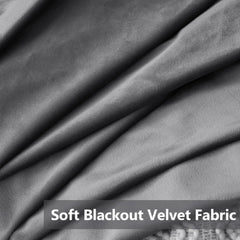 2 PCs Stainless Ring Eyelet Velvet Curtains With Velcro Belts - Dark Grey