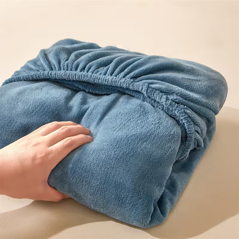 Reversible Velvet Duvet Cover With Velvet Sheet - Denim Blue