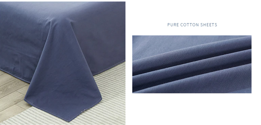 Cotton Sateen Plain Bed Sheet - Blue