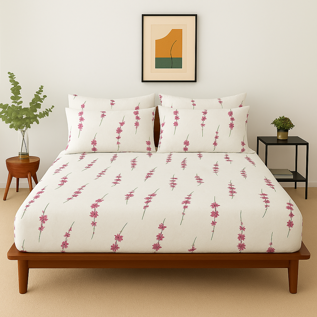Pure Cotton Fitted Sheet Set - Blossoms