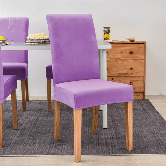 Stretchable Velvet Dining Chair Covers - Light Purple