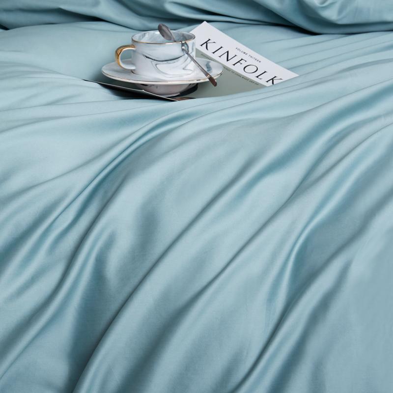 4 Pillows Cotton Sateen Bed Sheet - Turquoise