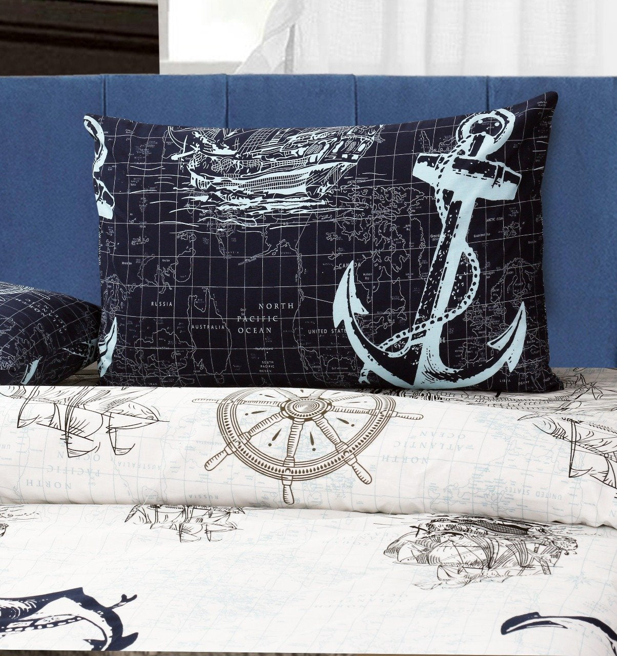 4 Pillows Cotton Bed Sheet - Oceans Voyage