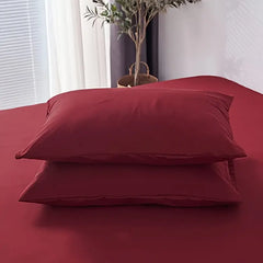 Pure Cotton Reversible Duvet Cover Set - Wine Red & Brown