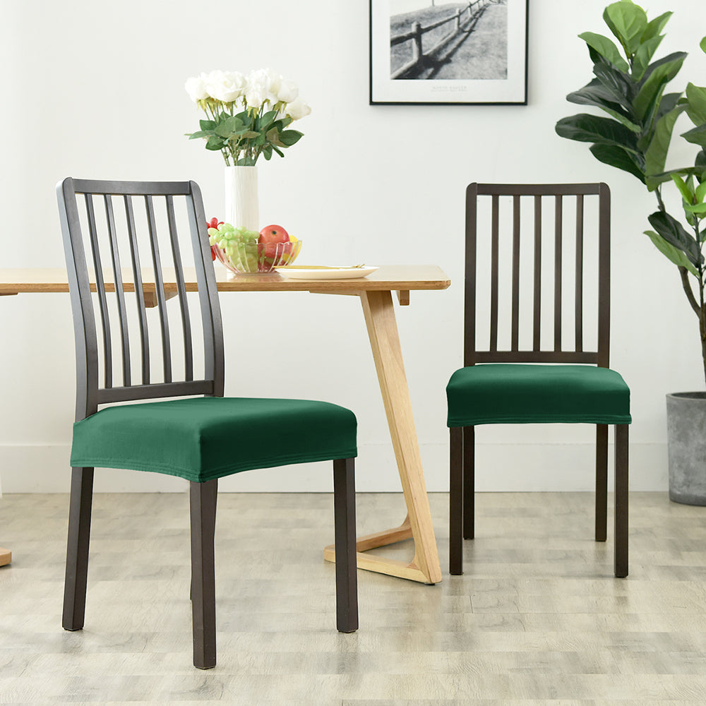 Stretchable Velvet Dining Seat Covers - Dark Green