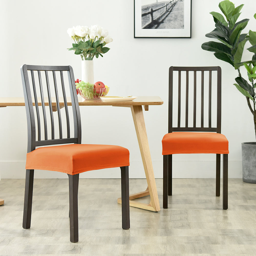 Stretchable Velvet Dining Seat Covers - Orange