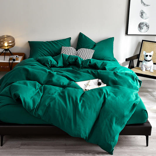 Cotton Duvet Cover Set - Emerald Green