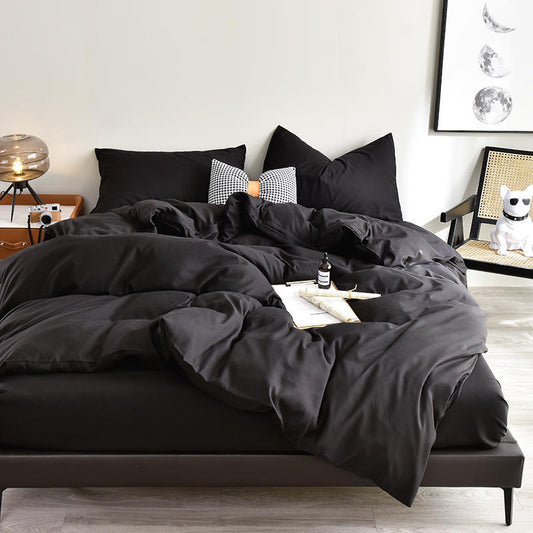 Cotton Duvet Cover Set - Black