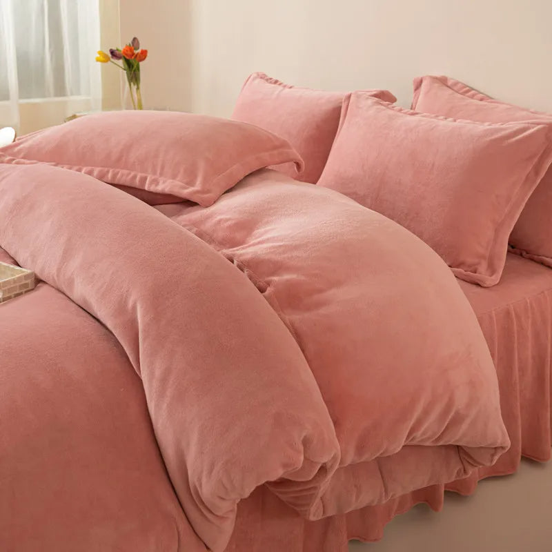 Reversible Velvet Duvet Cover - Rose Pink