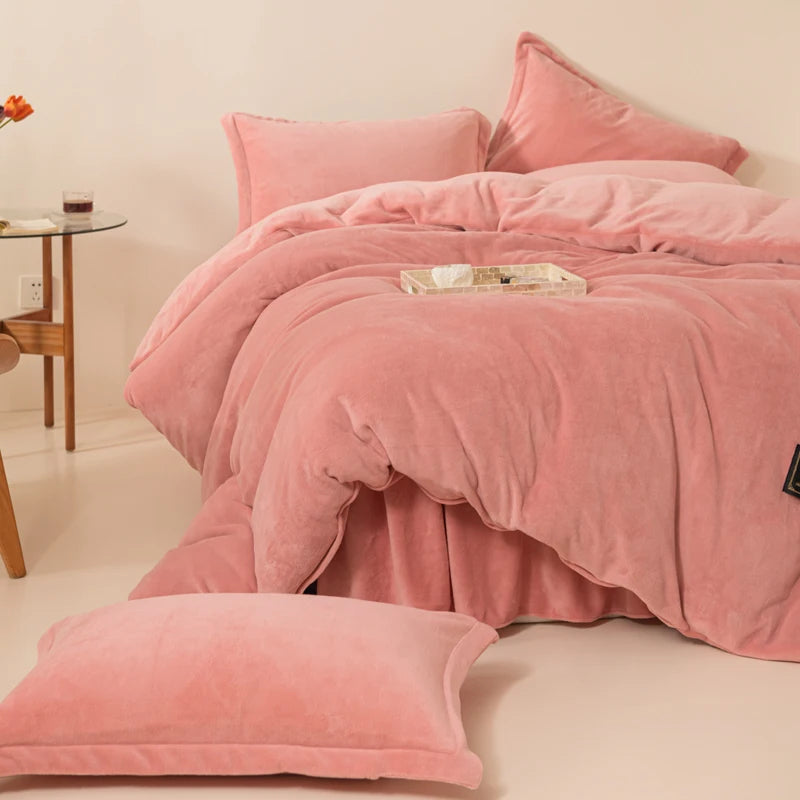Reversible Velvet Duvet Cover - Rose Pink