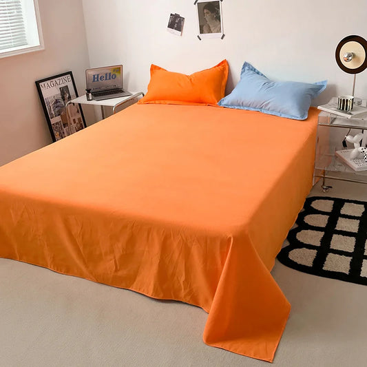 Reversible Cotton Duvet Cover - Baby Blue & Orange