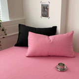 Pure Cotton Reversible Duvet Cover Set -  Baby Pink & Black