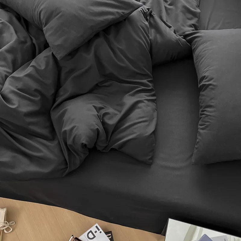 Pure Cotton Reversible Duvet Cover Set -  Baby Pink & Black