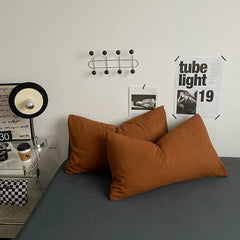 Pure Cotton Reversible Duvet Cover Set - Rust Brown & Grey