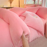 Reversible Velvet Duvet Cover - Baby Pink