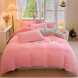 Reversible Velvet Duvet Cover - Baby Pink & Apple Green