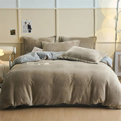 Reversible Velvet Duvet Cover - Cookie & Grey