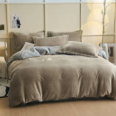 Reversible Velvet Duvet Cover - Cookie & Grey