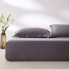 400 Thread Count Cotton Sateen Fitted Sheet - Dark Grey