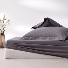 400 Thread Count Cotton Sateen Fitted Sheet - Dark Grey