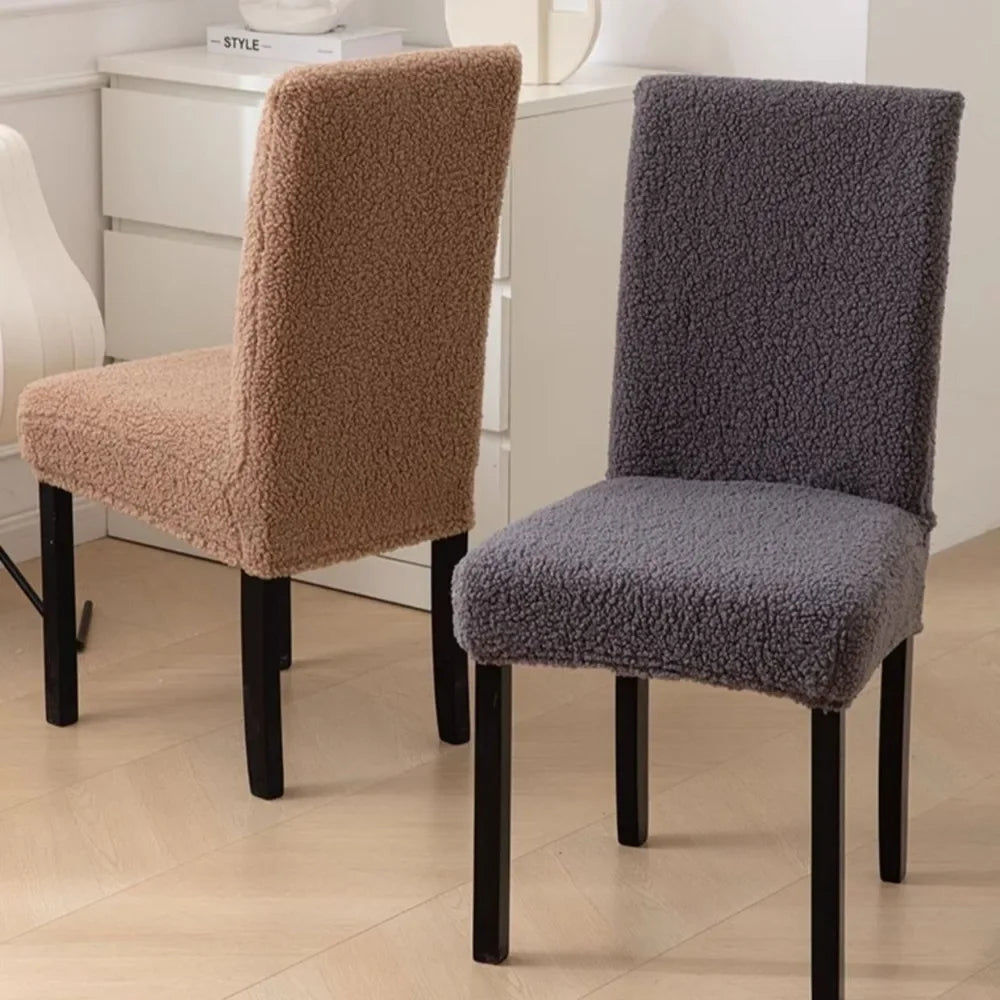 Curled Lamb Sherpa Fabric Dining Chair Covers.