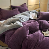 Reversible Velvet Duvet Cover - Purple & Grey