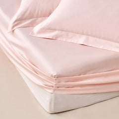 400 Thread Count Cotton Sateen Fitted Sheet - Light Pink