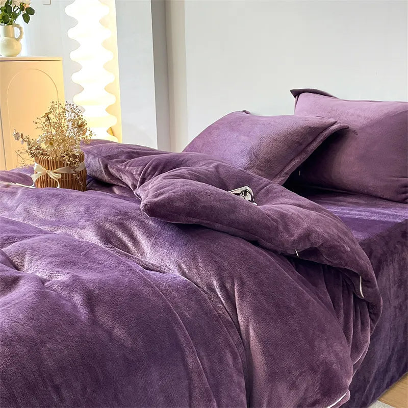 Reversible Velvet Duvet Cover - Purple