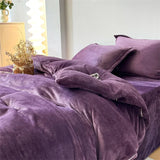 Reversible Velvet Duvet Cover - Purple