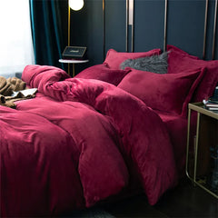 Reversible Velvet Duvet Cover - Mahroon