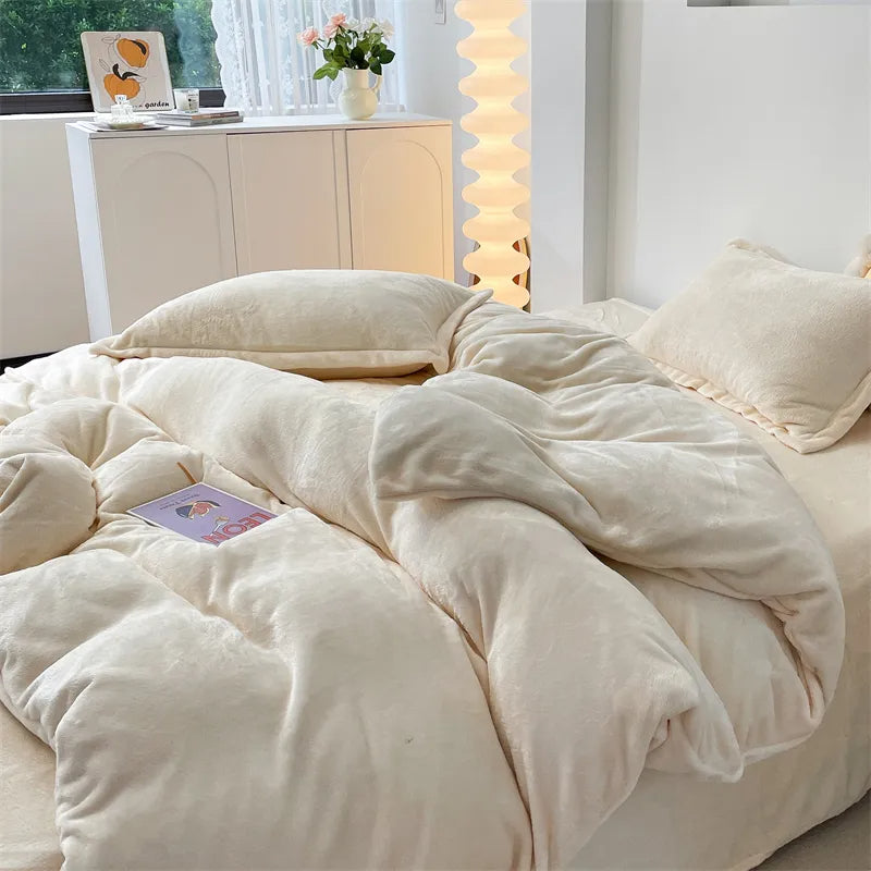 Reversible Velvet Duvet Cover - Off White
