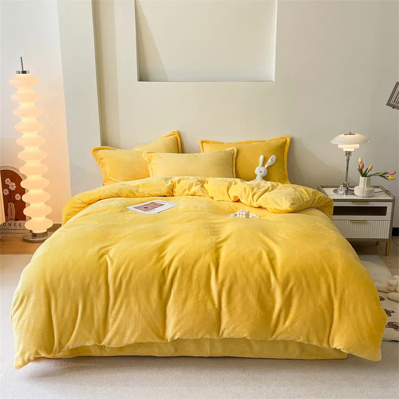 Reversible Velvet Duvet Cover - Yellow