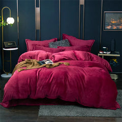 Reversible Velvet Duvet Cover - Mahroon