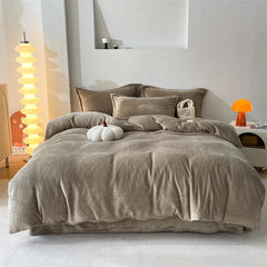 Reversible Velvet Duvet Cover - Light Brown