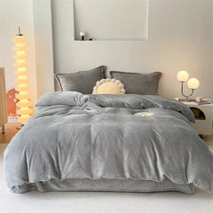 Reversible Velvet Duvet Cover - Grey