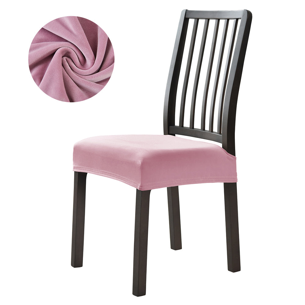 Stretchable Velvet Dining Seat Covers - Pink