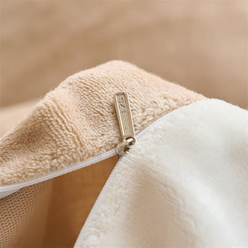 Reversible Velvet Duvet Cover With Velvet Sheet - Caramel and Off White