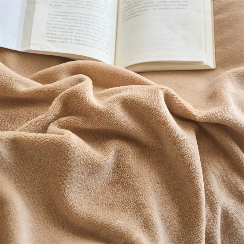 Reversible Velvet Duvet Cover With Velvet Sheet - Caramel and Off White