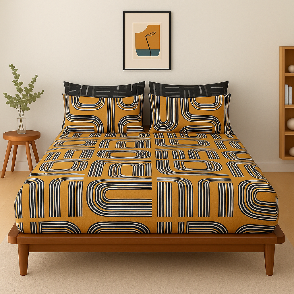 Pure Cotton Fitted Sheet Set - Chevronix