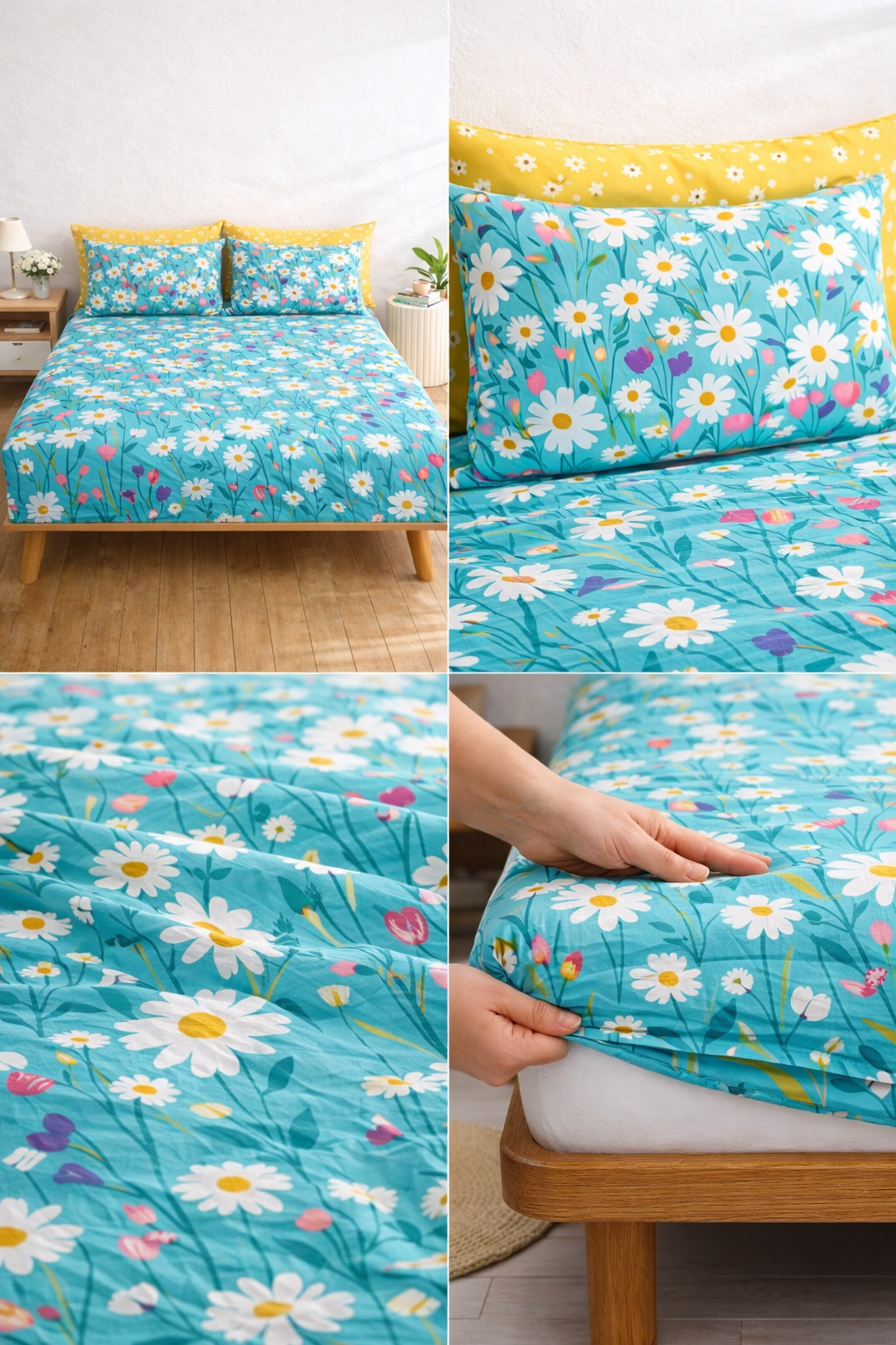 Pure Cotton Fitted Sheet Set - Sunshine