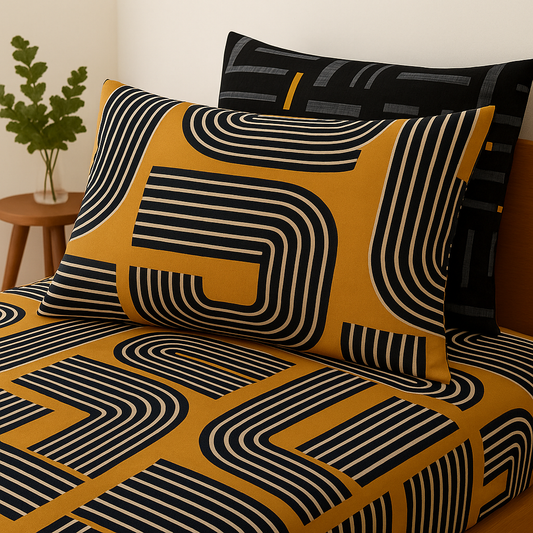 Pure Cotton Fitted Sheet Set - Chevronix