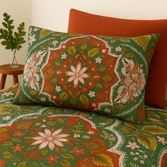 Pure Cotton Fitted Sheet Set - Rust Earth