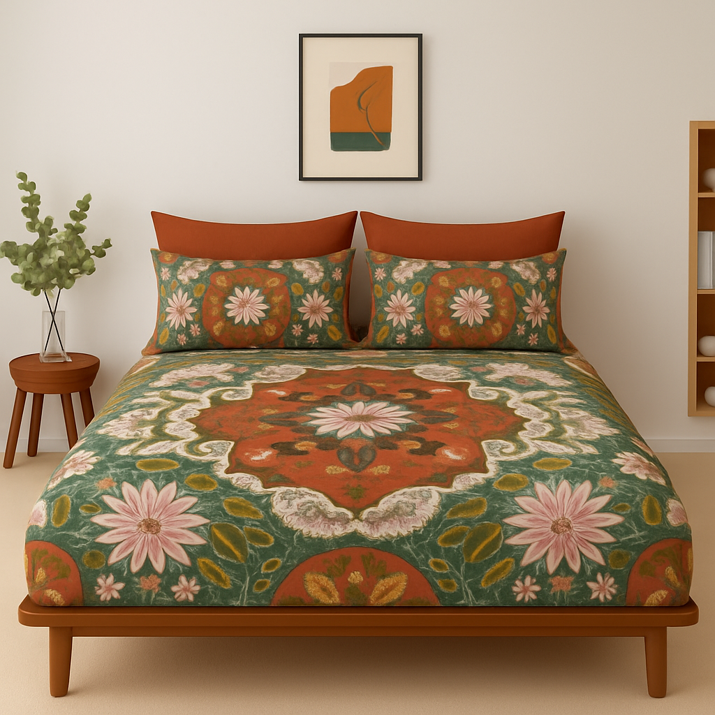 Pure Cotton Fitted Sheet Set - Rust Earth