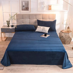 Coral Velvet Flat Bed Sheet - Dark Blue