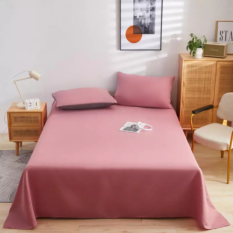Cotton Sateen Plain Bed Sheet - Peach Pink