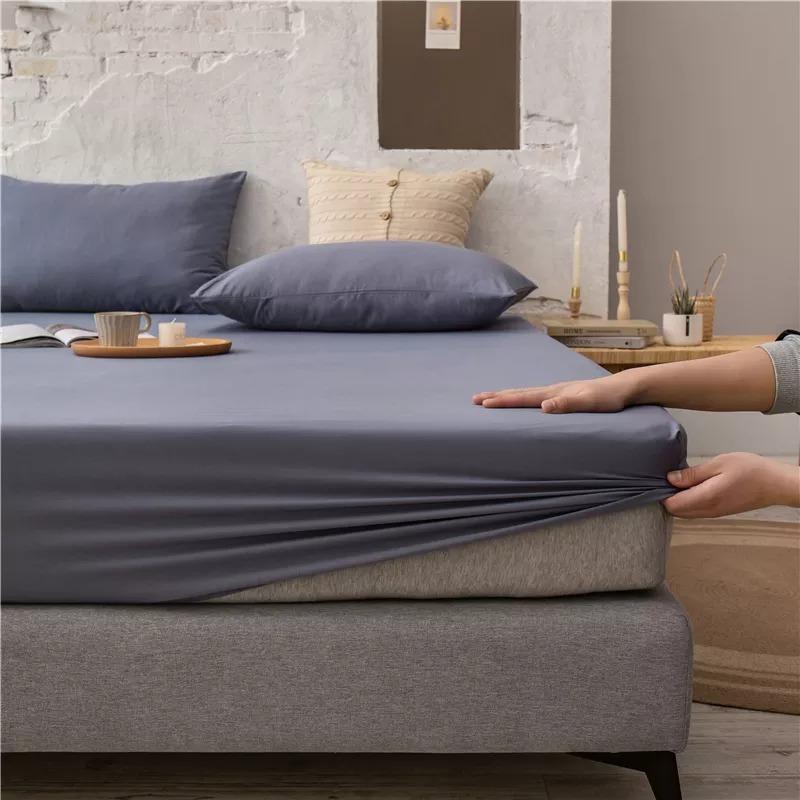 Cotton Fitted Bed Sheet With Pillows - Grey